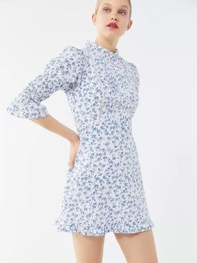 Vintage Blue Floral Prairie Cottage Luxe Cotton Dress